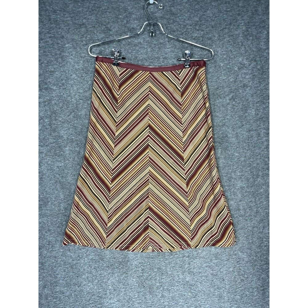 Y2K Halogen Corduroy Skirt Size 0 Burgundy Brown Striped A-Line Boho 70s Inspire